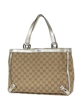 Gucci GG Pattern Tote Abbey Canvas Beige Gold